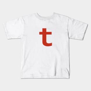 Letter t in Red Text Minimal Typography Kids T-Shirt